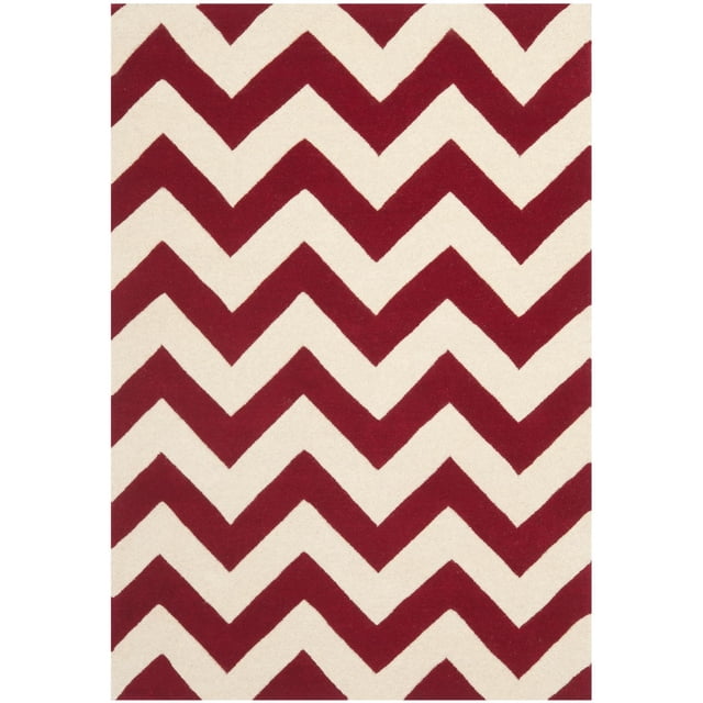 Safavieh Chatham Jake Tapis à Rayures Zigzag en Laine Tuftée à la Main avec Poil Mi-Doux, Présentant un Motif à Rayures Zigzag Rouge et Crème, Convient à un Usage d'Accent Contemporain et Offrant Douceur et Durabilité sous les Pieds.