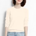 thumbnail image 4 of Yuyuzo Long Sleeve Shirts for Women Crewneck Ribbed Knit Sweater Tops Solid Color Loose Pullover, 4 of 5