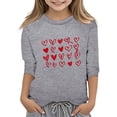 thumbnail image 1 of PMVFHDE Combinaisons Filles Hauts T-Shirt Fille T-Shirts Filles T-Shirts pour Fille T-Shirts Graphiques T-Shirts pour Fille Graphique T-Shirts de la Saint-Valentin pour Filles Imprimé Col Rond Fonctionnel Manches 3/4 T Gris,13-14 Ans, 1 of 4