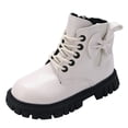 thumbnail image 1 of MIASHUI Girls Winter Boots Children Comfortable Lace-Up Side Zipper Work Boots,White,3.5-4 Years, 1 of 7