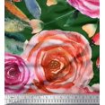 thumbnail image 1 of Soimoi polyester Crepe Fabric Leaves & Rose Flower Print Sewing Fabric Yard 52 Inch Wide, 1 of 3