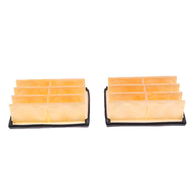 S SERENABLE 2 piece Air Filter Cleaner Kit designed for HUSQVARNA 268, 272 XP, 261, 262, and 394 chainsaws. The kit includes two rectangular air filters made of plastic and metal materials, featuring a yellow filter element and black base. Dimensions are approximately 6.5x9.5x3.3cm (2.56x3.74x1.30 inches). Suitable for outdoor garden tools and lawnmowers, replacing part #503447203.
