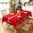 thumbnail image 1 of Christmas Decorations Table Cloth Rectangle 60 X 120 Inch Red Gold Tablecloth - Bell Printed Waterproof Tablecloth Decorative for Holiday Party Dinner, 1 of 6