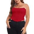 thumbnail image 1 of B91xZ Pansement pour Poitrine pour Femmes, Haut en Arête de Poisson, Laçage Ajustable, Mode, Grande Taille TG à 5TG, Rouge 5TG, 1 of 5