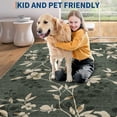 thumbnail image 2 of Botanical & Vintage Floral Runner Rug - Washable, Non-Slip, Soft Low Pile, Collapsible, Mark Resistant Carpet for Hallway, Kitchen, Entryway - Green, USA, 2x6ft (61x183cm), 2 of 8