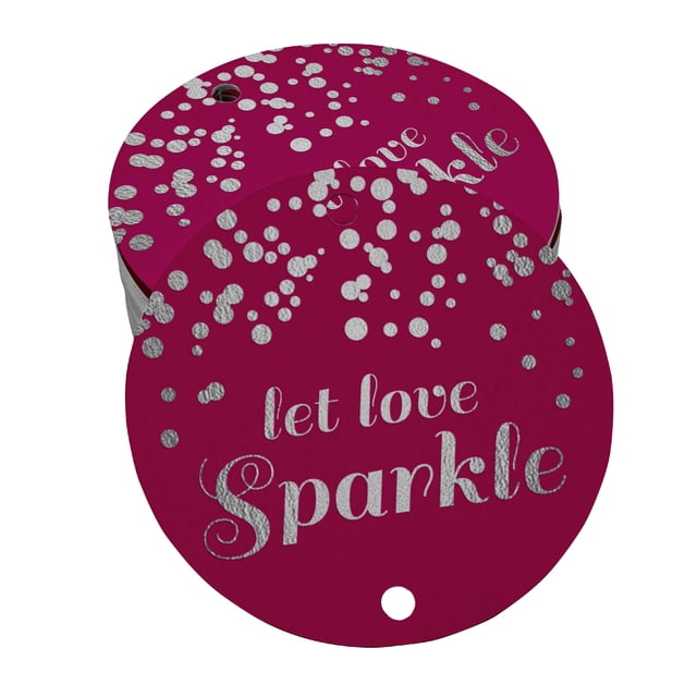 Inkdotpot Silver Foil Paper Hang Tags Let Love Sparkle Wedding Favor Tags 100 Pieces