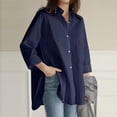 thumbnail image 2 of WEIYLL Womens Tops Trendy 2025 Solid Long Sleeve Loose Plus Size Pocket Button Navy Blouse Sizes M, 2 of 2