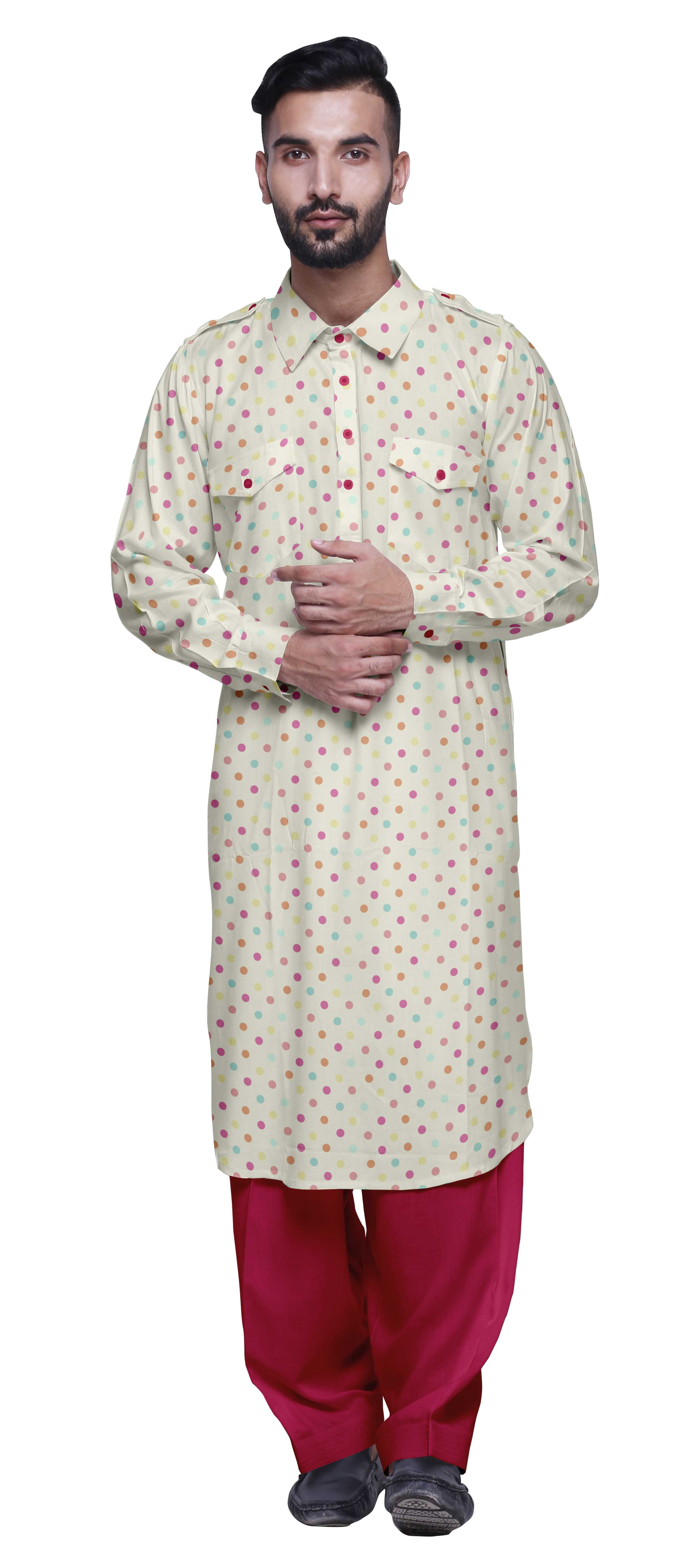 Atasi Kurta-Pyjama Punjabi pour Hommes, Ensemble Kurta-Pyjama Décontracté Imprimé pour Hommes