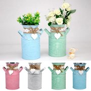 Round Cylindrical Flower Plant Pot Planter Iron Art Garden Living Room Decor