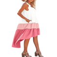 thumbnail image 4 of Women Summer Ruffled Sleeve Dress  Contrast Color/Solid Color Square Neck Irregular Hem Dress for Beach  Date, 4 of 6