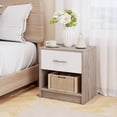 thumbnail image 2 of Costway Modern Nightstand Bedside Table with Drawer Open Storage Shelf for Small Spaces Light Gray, 2 of 10