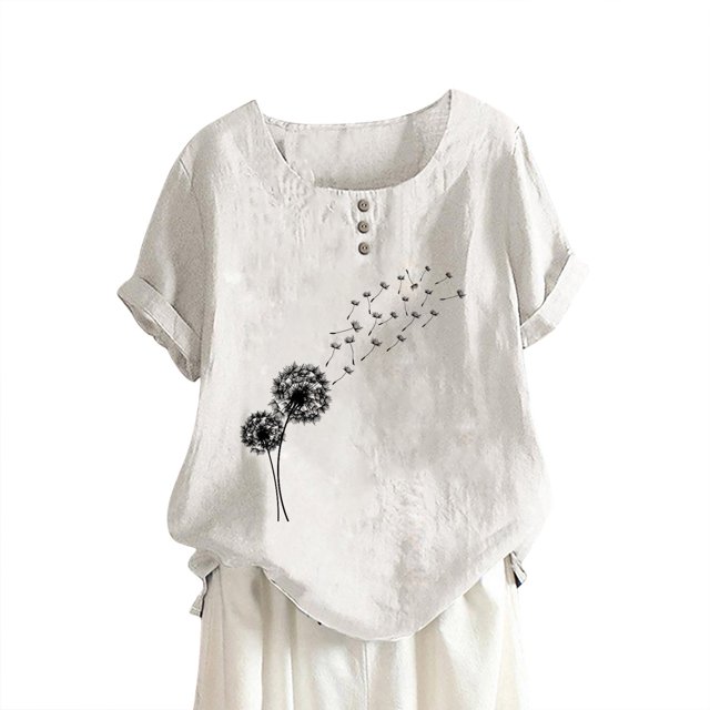 Birdeem Fashion Woman Rounk Neck Short Sleeve Blouse T-Shirt Printing Loose Tops