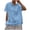 Sky Blue, variant on YWIYIUD Cotton Linen Tops for Women Button Down Drawstring Short Sleeve Casual Shirts Breathable Solid Color Loose Women Summer Blouses Casual Dressy Tunic Top Suitable for Indoor and Outdoor Wear S
