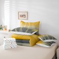 thumbnail image 5 of Gradient Gradient Yellow To Grey Bed in a Bag King Size Comforter Set 7 Pieces,Silver Foil Print Wave Striped Bedding Sets Abstract Ombre Art Sheet Set with Comforter, 5 of 5