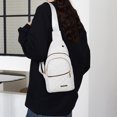 thumbnail image 2 of B-57 Sac de Poitrine Ergonomique Blanc pour Femmes Sac Messager Sac d'Épaule Tissu Polyester Imperméable Léger Résistant à l'Usure Multiples Compartiments Port pour Écouteurs Essentiel pour Aventures en Plein Air #MJVHi, 2 of 9