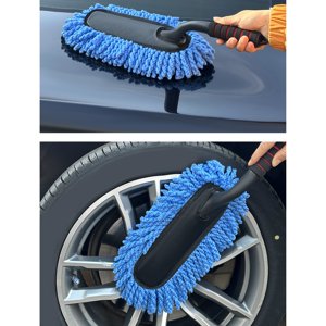 Outil de lavage de voiture à bout doux, Staron Pinceau à perche courbé Poignée ergonomique non glissante, Mop portative pour porte de toit intérieur extérieur avec élimination efficace de la poussière