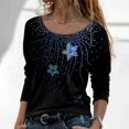 thumbnail image 2 of Machine d'Impression de T-Shirts Mode Femmes Décontracté Impression Col Rond Manches Longues T-Shirt Ample Blouse d'Automne Chandail Hauts, 2 of 5