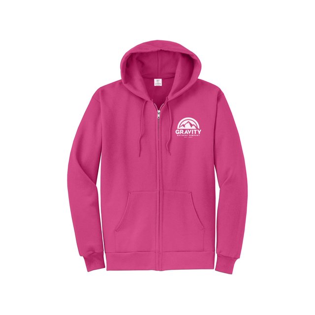 Gravity Outdoor Co. Zip-Up Hoodie - Sangria - White Logo - Medium