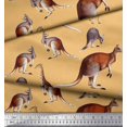 thumbnail image 2 of Soimoi Orange Modal Satin Fabric Kangaroo & Giraffe Animal Print Sewing Fabric Yard 42 Inch Wide, 2 of 3