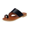 thumbnail image 3 of Fashion Minimalist Flat Thong Toe Ring Wide Fit Sandals, 3 of 5