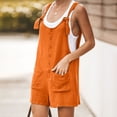 thumbnail image 4 of TopLLC Women's Summer Casual Rompers Sleeveless Loose Spaghetti Strap Short Jumpsuits Overalls Solid Button Bodysuit Playsuit With Pockets, 4 of 7