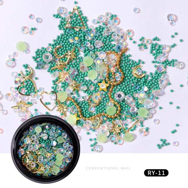PVCS Colorful DIY Rhinestone Bead Chain Set Three-dimensional Nail Decoration
