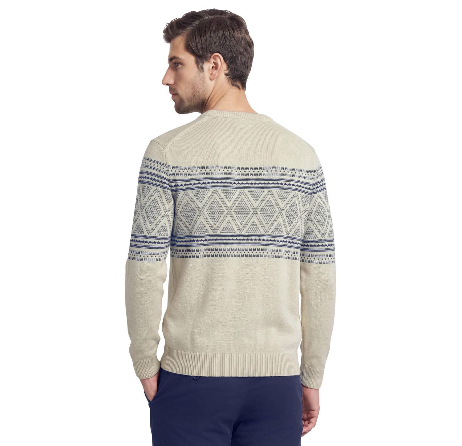 Izod Men's Fair isle Double-Layer Crew Neck Sweater