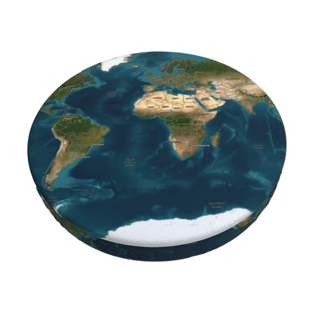 Easygdp World Map Print Easy To Install Bar Stool Covers&Stool Covers Round&Elastic Stool Cover, Barstool Covers,Washable&Bottom With Elastic Edge-12 inch