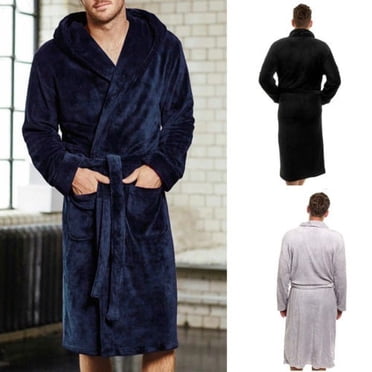 Peignoir de Bain pour Hommes en Coton Éponge, Col Châle, Velours, Peignoir de Spa