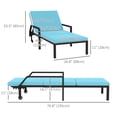 thumbnail image 3 of Outsunny Chaises Longues de Patio en Osier avec Roues - Ensemble de 2, Bleu, 3 of 10