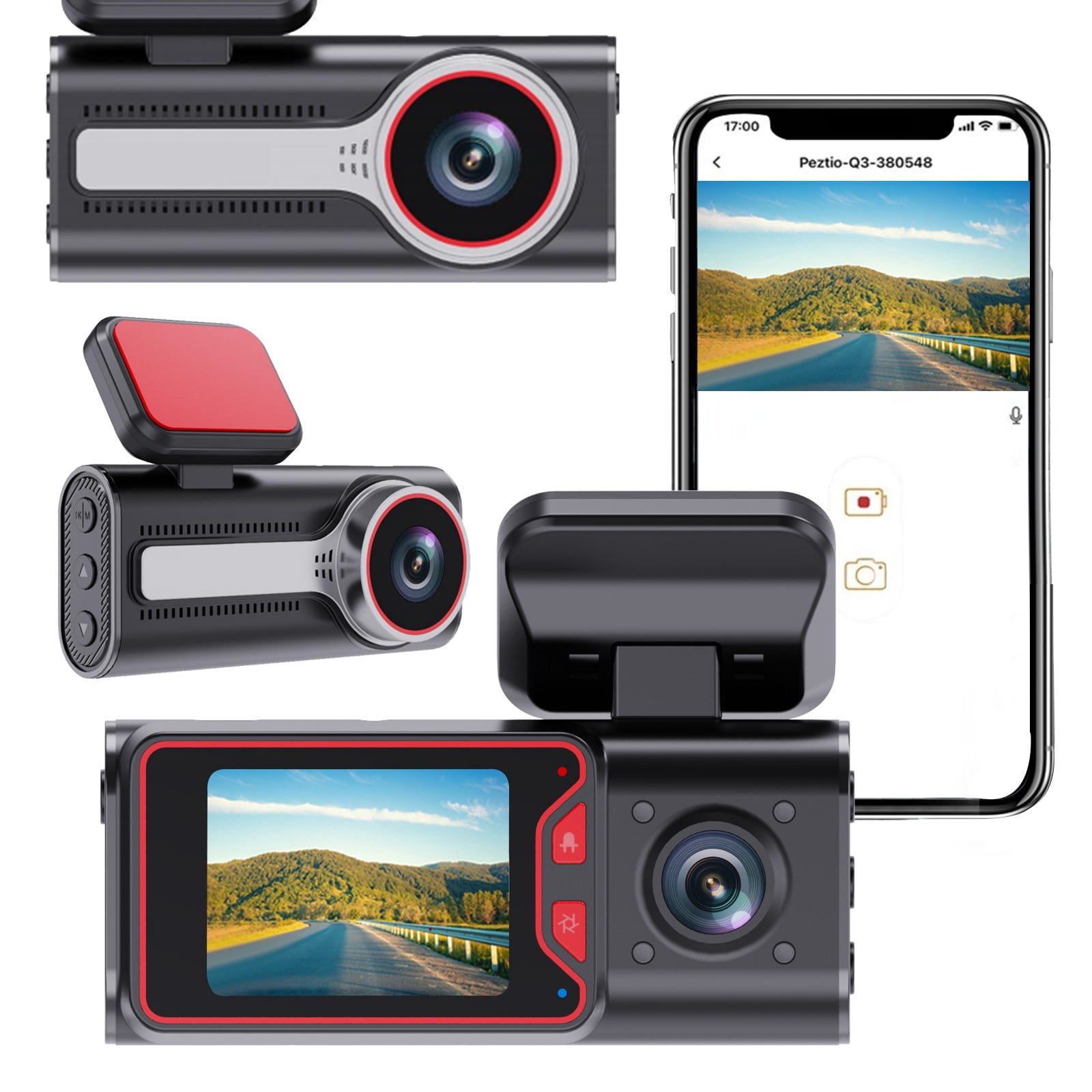 Dual Dash Cam Front and Inside, Dash Camera for Cars, 1080P Front Dash Cam+480P Inside Dashcam for Car Dash Camera with Loop Video, Parking Monitoring, Night Vision, Collision Sensing