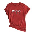 thumbnail image 1 of Qertyioot Femmes Noël Vin Verre Imprimé Manches Courtes T-shirt Décontracté Col Rond Pulls Hauts, 1 of 4