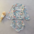 thumbnail image 2 of Toddler Girl Swimsuit Rash Guard Set Flounce Printed Long Sleeve Sun Protection Bathing Suits 3-4 Years, 2 of 8