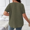 thumbnail image 4 of Liquidation d'Économies! Hauts Oversize pour Femmes en Liquidation, Blouse d'Été à Manches Courtes pour Femmes, Haut d'Été pour Femme Grande Couleur Unie à Col Rond en Tricot à Rayures à Manches Courtes, 4 of 5