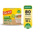 thumbnail image 1 of Glad Certified Compostable Drawstring Bags - Small 10 Litres - Drawstring, 80 Compost Trash Bags - Unscented, 1 of 10