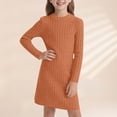 thumbnail image 2 of HXWCHs Robe Trapèze Filles Coupe Ajustée Robe Moulante Hiver Chaude Extensible Col Roulé Manches Longues Tenue Décontractée pour Tout-Petits et Enfants avec Doux Orange 9-10 Ans, 2 of 5