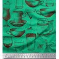 thumbnail image 2 of Soimoi Moss Georgette Fabric Jug,Wine Glass & Cups Print Sewing Fabric Yard 42 Inch Wide, 2 of 3