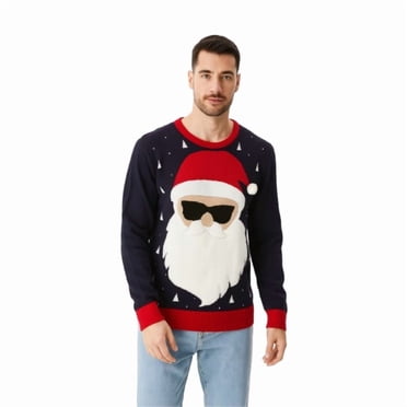 Smart Santa in Shades Sweater with Pom pom Men's Ugly Christmas Sweater