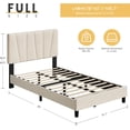 thumbnail image 2 of Bed Frame with Headboard Adjustable, Velvet Upholstered Tufted Platform Bedframe No Box Spring Needed (Beige(Velvety Matte Finish), Full), 2 of 8