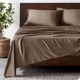 thumbnail image 2 of Bare Home Bamboo Sheet Set - Made from Rayon Fibers - Deep Pockets - 4 Piece - Split Head Flex King, Taupe, 2 of 7