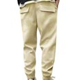 thumbnail image 3 of Pants for Men, Mens Fashion Drawstring Elastic Waist Solid Color Casual Sweat Length Pants, 3 of 6