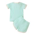 thumbnail image 4 of SUNSIOM Ensemble 2 Pcs pour Filles Manches Courtes Hauts à Blocs de Couleur + Shorts, 4 of 10