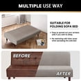 thumbnail image 4 of Stretch Armless Futon Cover Futon Slipcover Full Queen Size Futon Couch Cover Futon Sofa Cover Futon Bed Cover Furniture Protector with Elastic Bottom, Checked Pattern Jacquard (Futon, Taupe), 4 of 5