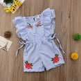 thumbnail image 3 of Combinaison Courte d'Été pour Bébé Fille à Manches Pétales, Taille Élastique, Imprimé Floral, Rayée, 3 of 7