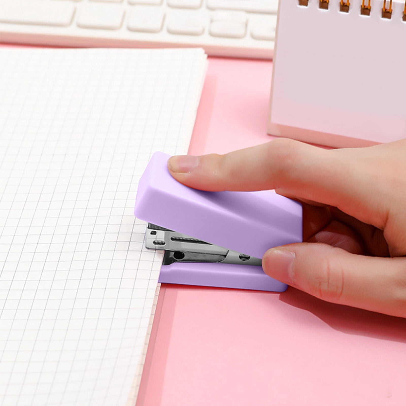 Dvkptbk Macaron Color 12 Small Stapler Office Effortless Binding Mini Stapler Student Portable Stapler