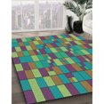 thumbnail image 3 of Ahgly Company Tapis d'Intérieur Lavable à la Machine, Carré, Transitionnel, Vert Émeraude, Tapis de Zone, 3 Pieds Carré, 3 of 7