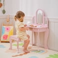 thumbnail image 2 of Qaba Dressing Table Set with Drawer and Chair for 3-6 Years Old, Pink, 2 of 9