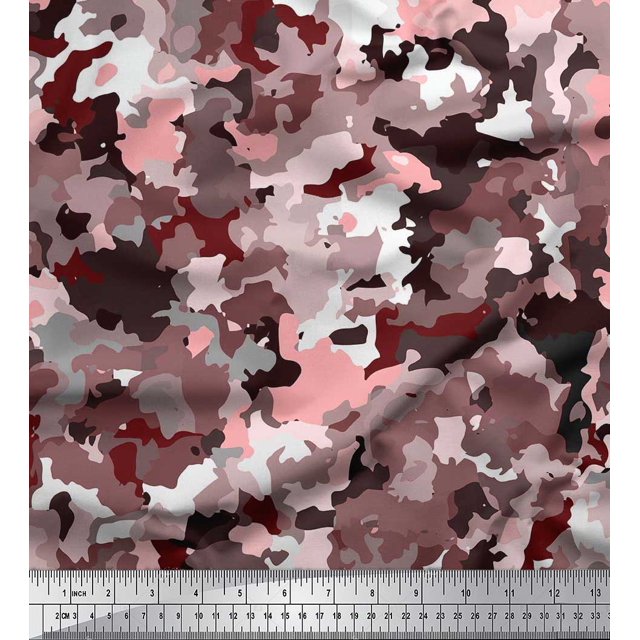 Soimoi Poly Georgette Fabric Two Tone With White Camouflage Print Sewing Fabric Yard 42 Inch Wide