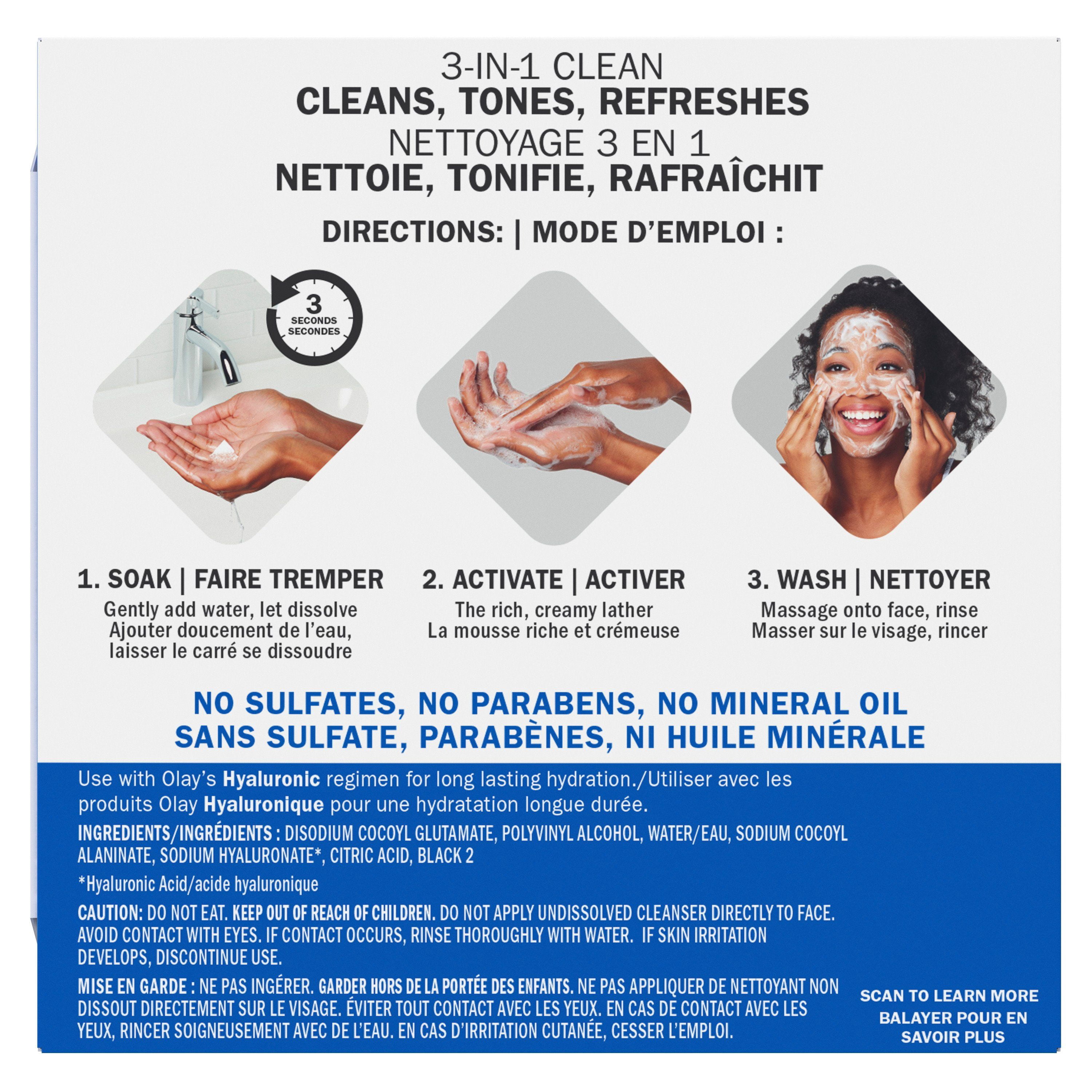 Nettoyant Pour Le Visage Olay, Nettoyant Fondant Pour Le Visage + Rétinol, Nettoie, Tonifie Et Rafraîchit La Peau, 32 Unités