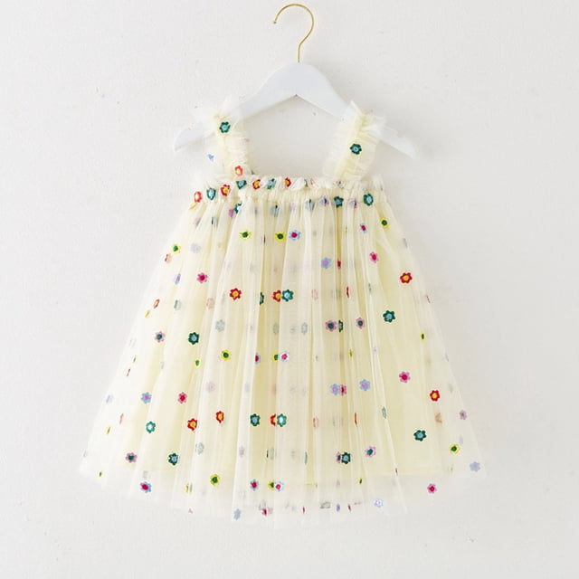 Robes d'Été pour Filles Robe Tutu Sans Manches pour Petites Filles Robe en Tulle pour Tout-Petits 18-24 Mois